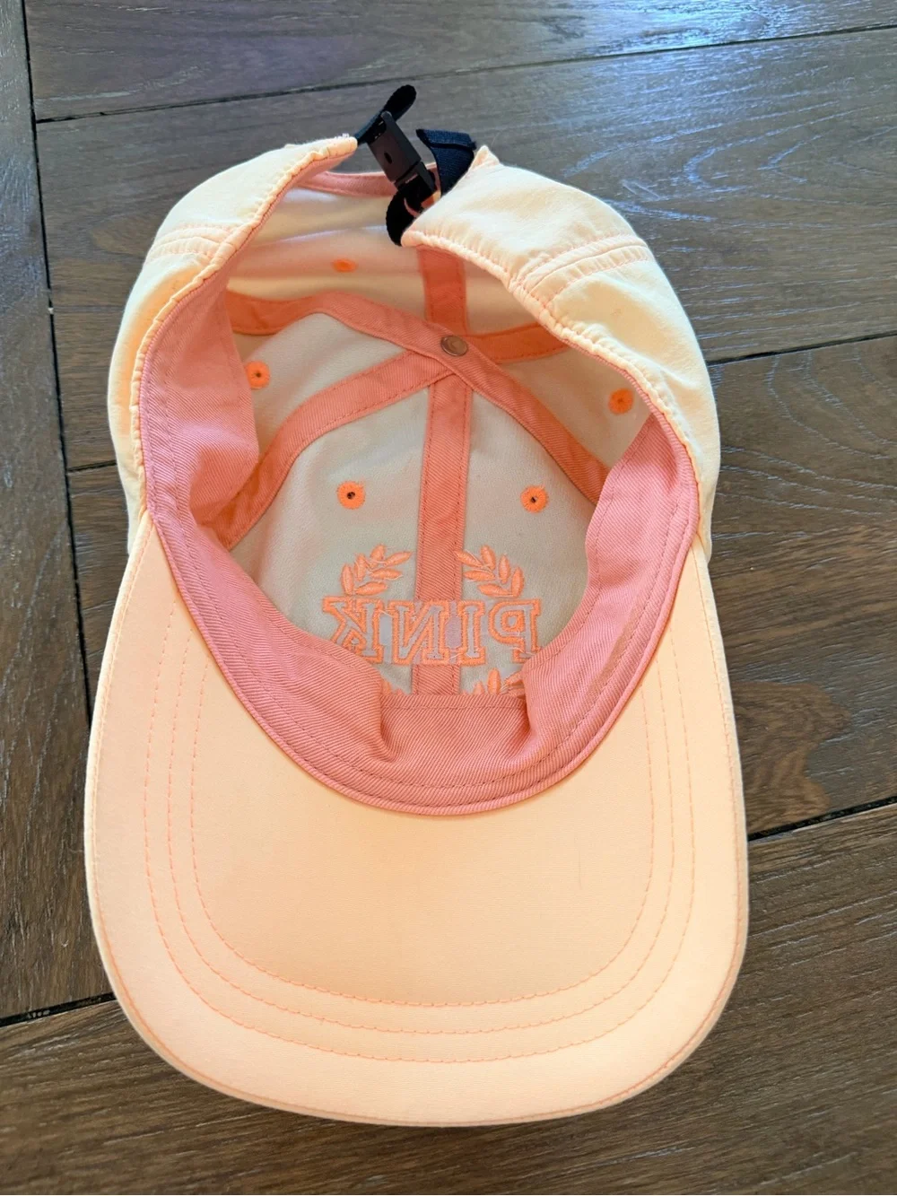 PINK Victoria's Secret Peach Baseball Cap with Coral Logo